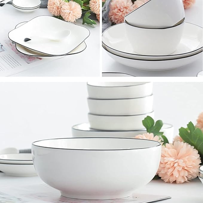 Dinnerware Sets - Luxury Gift Dishes Service Set 29 56 PCS Ceramic Dinnerware Set Bone China Tableware Dishes Plates Ceramic Combination Dinner Service Set Porcelaine Service for 10(56-piece Set)