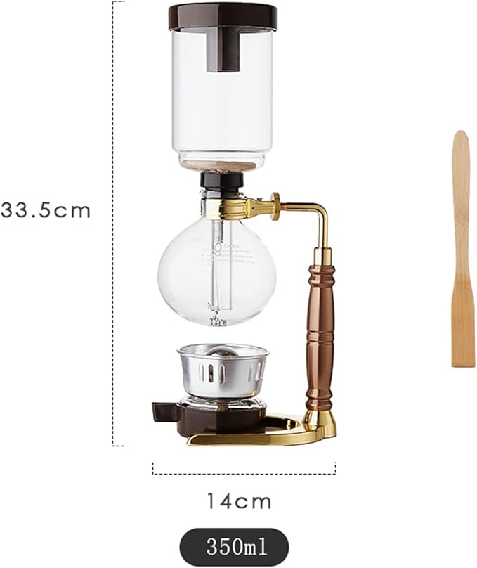 Syphon Coffee Maker Set Manual Vacuum Coffee Siphon Brewer Tabletop Glass Siphon Pot Stainless Steel Bracket for Coffee Tea 350ml/500ml (350ml)