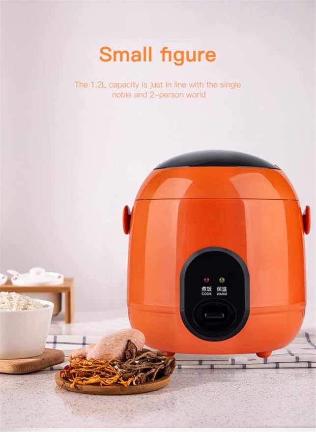 1.2L Mini Rice Cooker And Steamer Electric Cute Rice Cooker With 2 Layers Heating Multifunction 2-3 Person Kitchen Cooker (Red)
