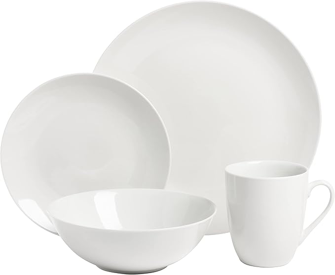 10 Strawberry Street Simply Coupe 16 Piece Dinnerware Set White - SM-1600-CP-SW