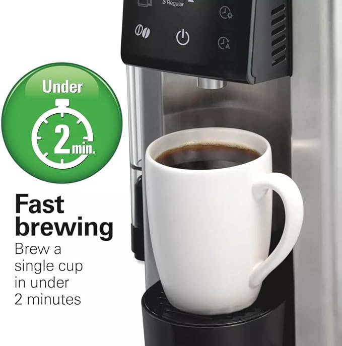 Hamilton-Beach 12c FlexBrew 5-in-1 Drip Coffee Maker Single Serve and Carafe Brewer Compatible with Ground Coffee and KCups Programmable Auto Shut-Off Adjustable Strength 1200W (Renewed)
