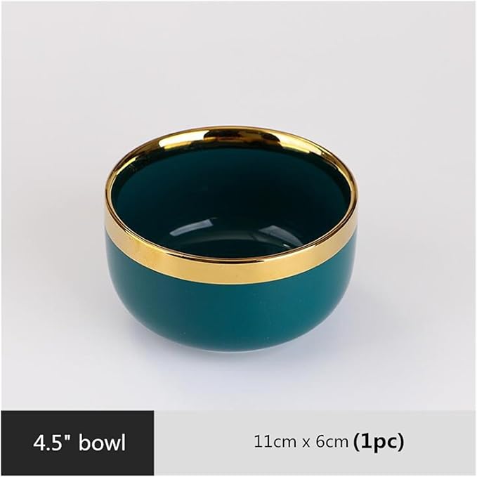 Dinner Sets Green Ceramic Plate Steak Food Plates Bowls Dinner Dish Porcelain Dinnerware Set For Family Hotel4.5 Inch Bowl 1pcs
