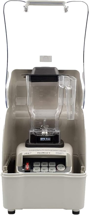 OmniBlend Omni-Q Gray Edition Commercial Blender with Full Sound Enclosure Shield Quiet Heavy Duty 3-Speed Self-Cleaning Includes Multifunctional 2-in-1 Wet Dry Blades 1.5 Liter Jar