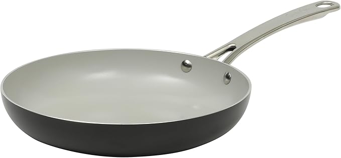 Sur La Table Kitchen Essentials Potluck Porch 10 Inch Deep Frying Pan Skillet Aluminum PFA Free Ceramic Cookware Chef's Pan Omelet Pan - Induction - Black