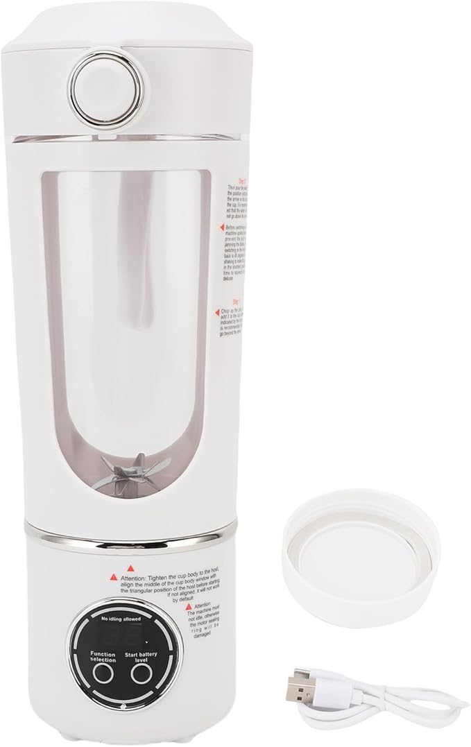 Portable Blender Magnetic Induction Blender Compact with 1500mAh Battery Dishwasher Safe Design Ideal for Shakes Juices Smoothies &amp Home Office Gym Travel (White)