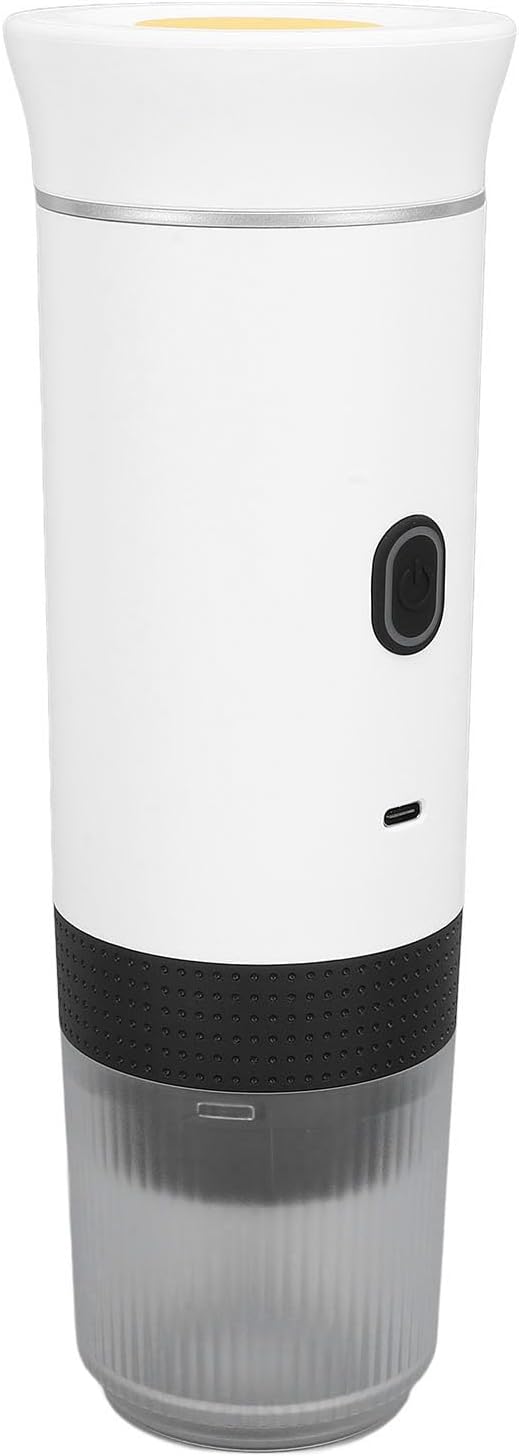 Portable Coffee Maker USB Rechargeable One Touch Brewing Compact and Lightweight for Travel Car Office and Outdoor Enthusiasts (White)