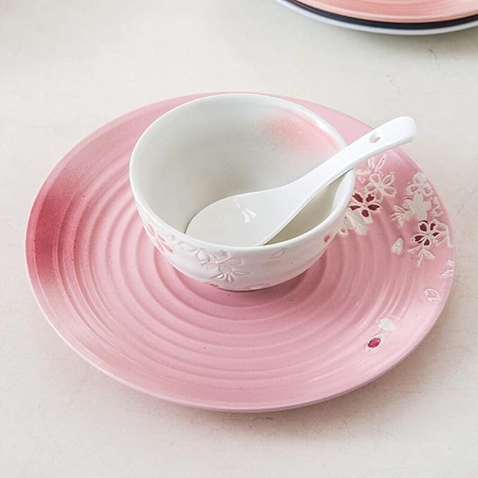 Ceramics Dinnerware Set with 34 PiecesBowl/Dish/Spoon|Dinner SetsCherry Blossom Pattern Porcelain Combination Set