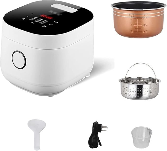 Rice Cooker &amp Low Sugar Drained Rice Pot 3/5L Large Capacity Aluminum Non-Stick Liner for Family Dormitory(White 5L) (White 3L)