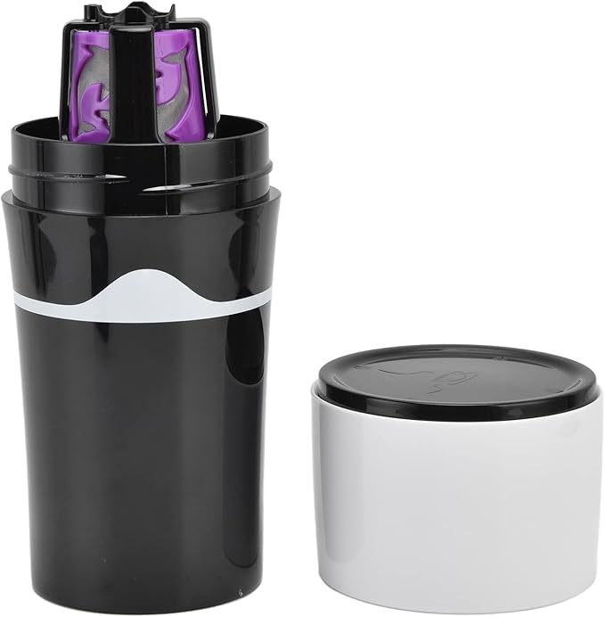450ml Portable Drip Coffee Travel Mug Side Leakage Proof Sharing Cup Lid Drip Coffee Machine with 3 Capsules for K Cup Capsules (Black White)