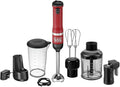 BLACK+DECKER Kitchen Wand Cordless Immersion Blender 4 in 1 Multi Tool Set Hand Blender with Charging Dock Red (BCKM1014K06)