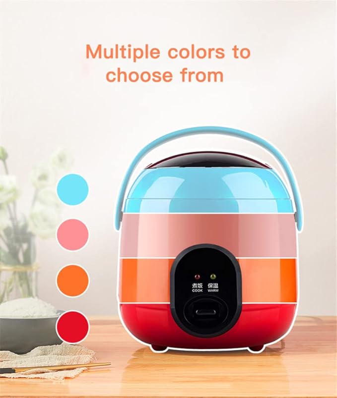 Electric Rice Cooker with 2 Layers Heating 1.2L Mini Rice Cooker and Steamer Multifunctional Kitchen Cooker for 2-3 People