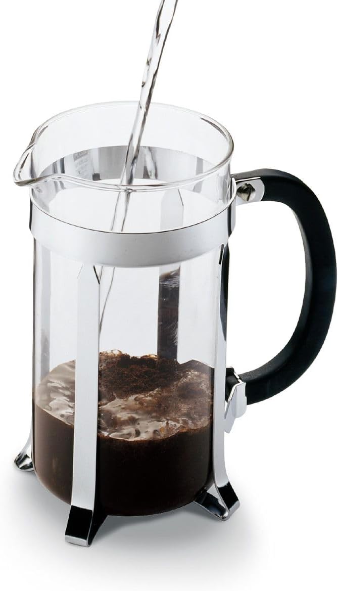 Bodum Caffettiera French Press Coffee Maker Black Plastic Lid and Stainless Steel Frame 8-Cup 34-Ounce