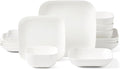Lenox Dinnerware Set Studio 1414 Square 16-Piece Set Service For 4 Bone China Material Dishwasher &amp Microwave Safe Home And Kitchen Kitchen And Dining Plates And Bowls Sets (White 16 Piece