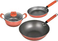 3-Piece Cookware Set Non-Stick Pan Induction Cookware Comfortable Handle Suitable for Gas Induction Cooker Easy to Clean (23Cm 23Cm 32Cm) Wok