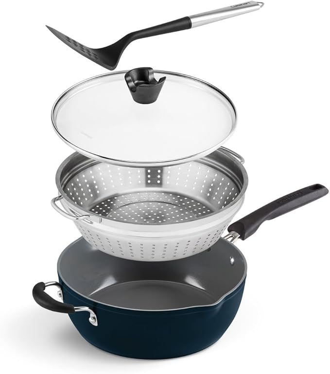 Cuisinart Preferred Pan 4-Pc Set - Nouveau Navy (4.5 Qt. Multi-Purpose Pan w/Cover Steamer Slotted Turner)