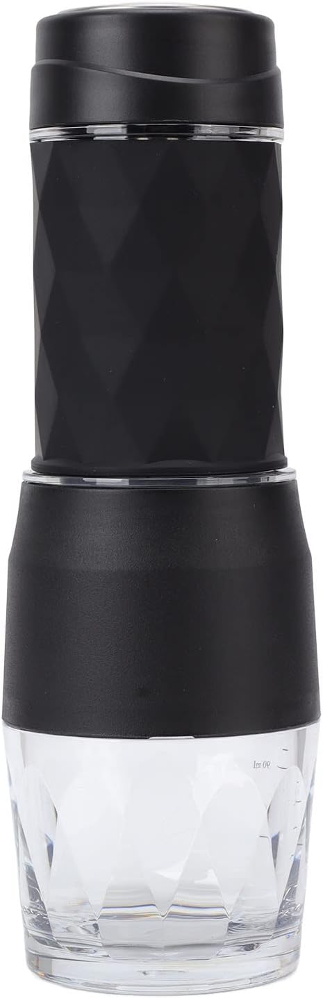 Maual Hand Coffee Maker Portable Travel Coffee Machine Compatible Ground and Capsule for Outdoor (Black)