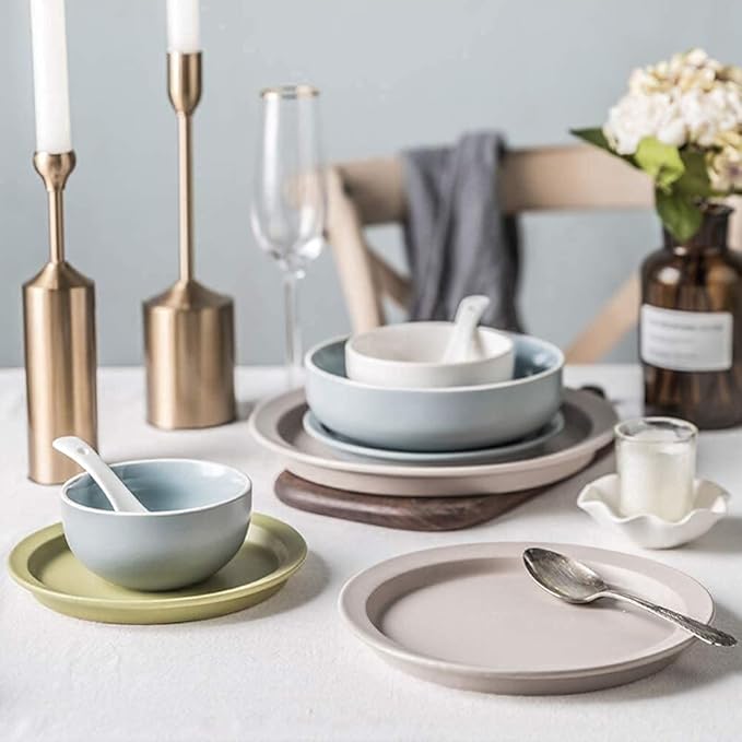 GaRcan Dinner Plate Luxurious Dinner Set for Party or Wgifts Dinnerware Sets Dinner Plates 46 Pieces Dish Sets Includes Bowls/Dessert Plates/Saucers Dishwasher &amp Microwave Safe/Natural (Natural