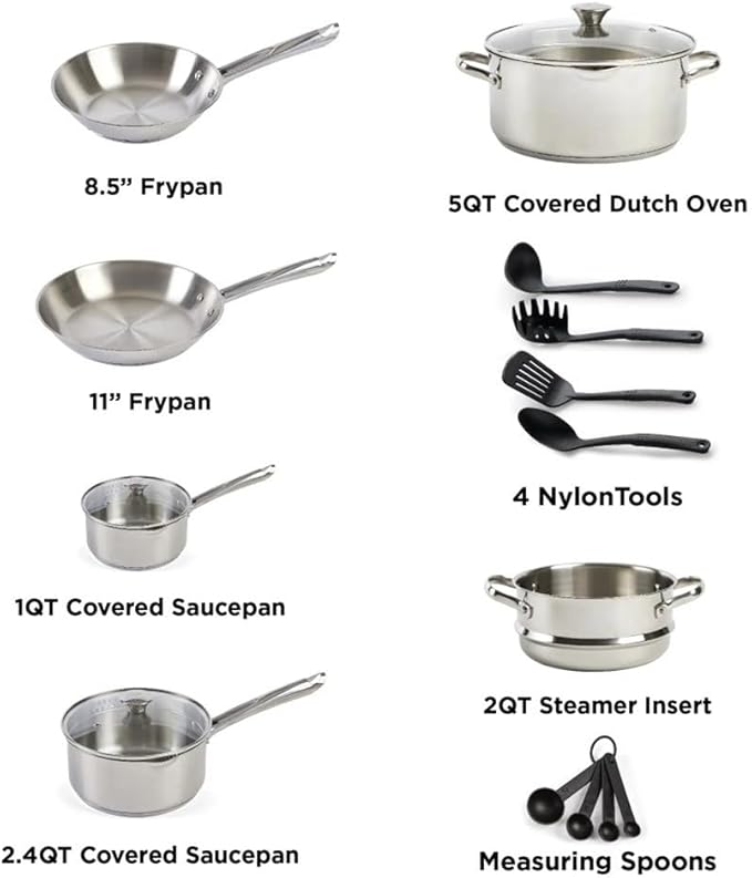 Pot for Cooking Pots Sets Dishwasher Safe 14 Piece Set Kitchen Cookware Set Cookware Kits Pan Accessories Pans Kit14 PcOne Size