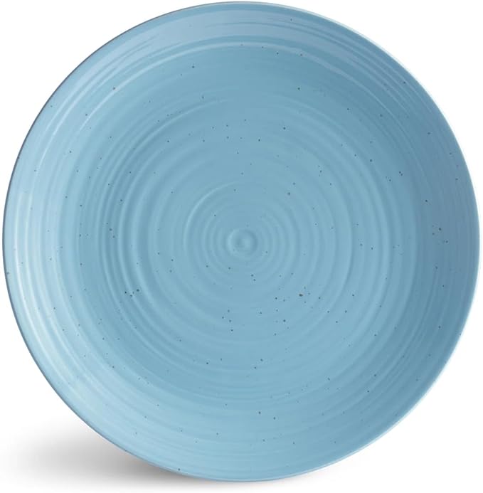 Sango Siterra Artist's Blend 16-Piece Stoneware Dinnerware Set – Service for 4 Ocean Blue Glossy Glaze with Unique Speckled Design for Everyday Dining &amp Entertainment Microwave &amp Dishwasher