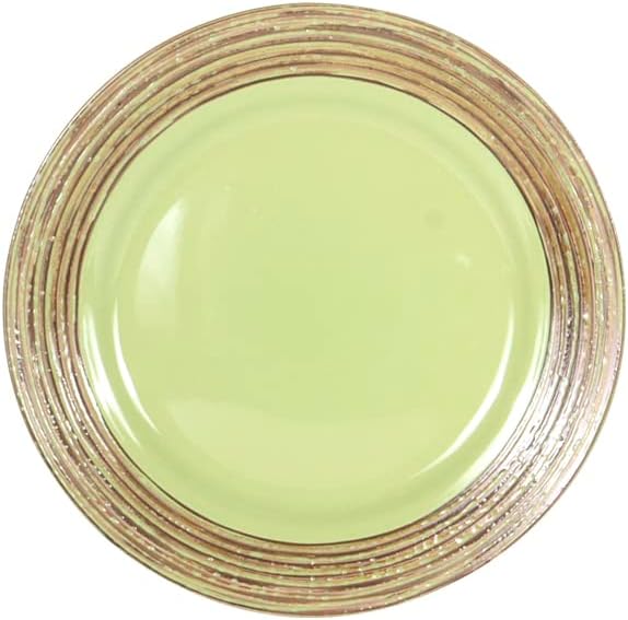 16 Piece Dinnerware Set Ceramic Plates and Bowls Sets for 4 Microwave and Dishwasher Safe Handcrafted Tree Bark Series Dish Set Oak Forest/Dark Green
