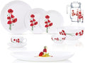 Diwali Hypnosis Glass Dinnerware Set of 46 for 6 pers. Dessert Plate Dinner Plate Deep Plate Oval Dish Salad Bowls Decanter with Glass Cup and Saucer