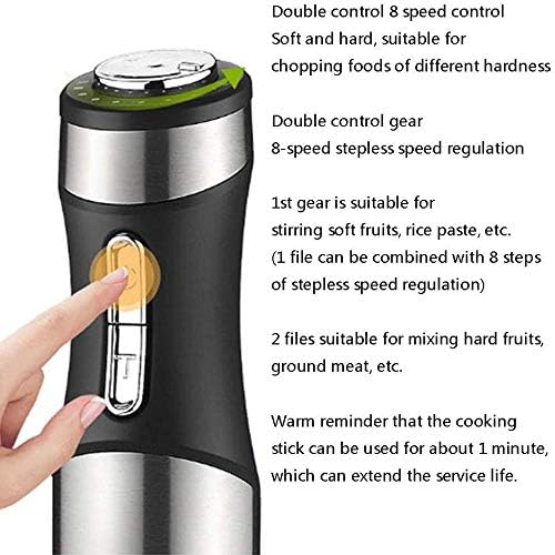 Hand Blender 3-in-1 8-Speed Stick Blender with 500ml Food Grinder BPA-Free 400ml Container Egg Whisk Puree Kid Food