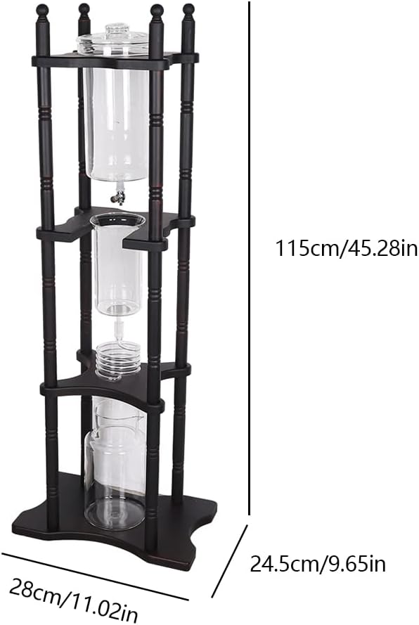 Iced Cold Brew Drip Tower Black Ice Coffee Machine Large Capacity Cold Brew Coffee Tower Cold Brew Drip Tower 84.54ounces (Black)