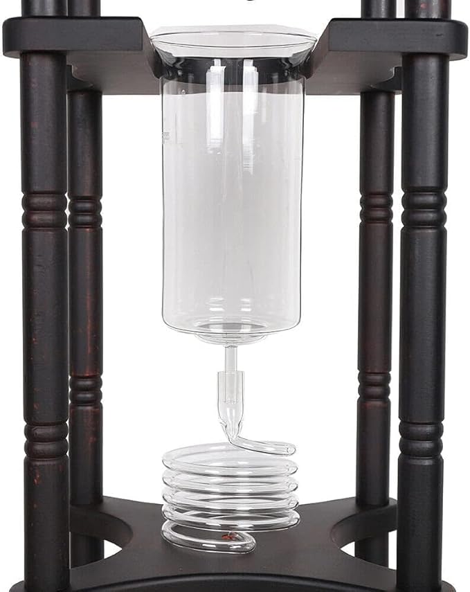 DNYSYSJ 18-20 Cups Commercial Ice Coffee Machine Cold Brew Coffee Tower Home Ice Drip Coffee Maker Wooden Cold Brew Drip Tower Coffee Maker Set W/ 2500ml Large Capacity Coffee Solution Pot