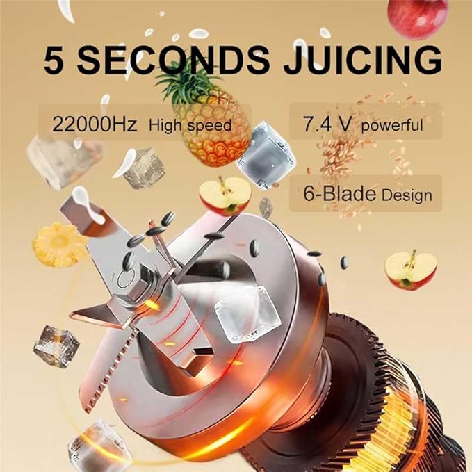 Portable Blender 500ml Personal with 6 Sharp Blades Rechargeable 5000mAh 18000-22000rpm Power for Shakes &amp Smoothies BPA Free for Kitchen Office Gym Hiking (cyan)