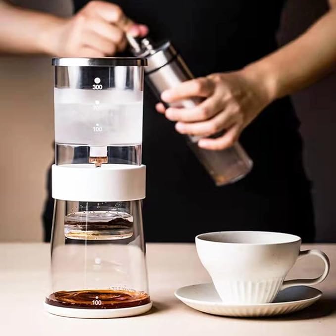 Ice Drip Coffee Maker 14oz Cold Brew Coffee Smooth Dripper Slow Cold Drip Iced Coffee Concentrate Brewer with Adjustable Water Flow Stainless Steel Filter