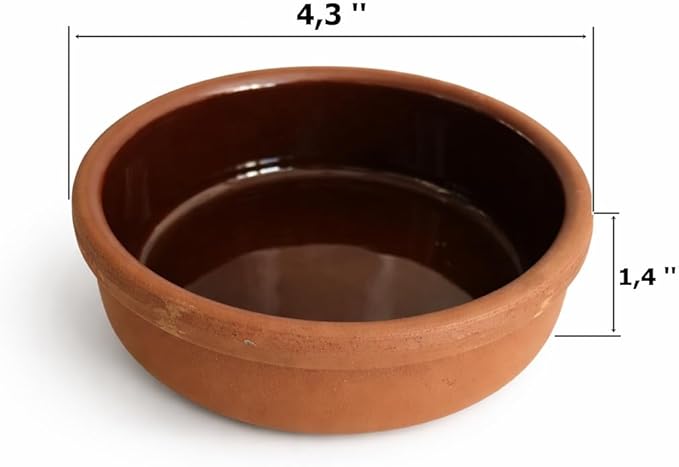 Areste Mexican Clay Cookware Set of 6 – Terracotta Pots Bowls Plates &amp Serving Dishes – Spanish Earthenware for Baking Yogurt Kheer Meat Vegetables – Cazuelas Mexicana (Green Brown Yellow