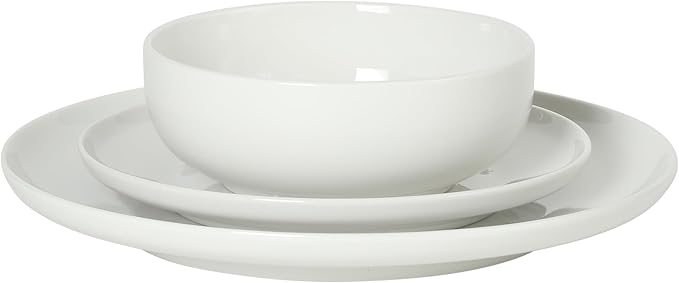 Gibson Home Havenstone 12-Piece Porcelain Dinnerware Set – Dinner Plates Salad Plates &amp Bowls Classic White Everyday Dish Set for Home Kitchen Microwave &amp Dishwasher Safe