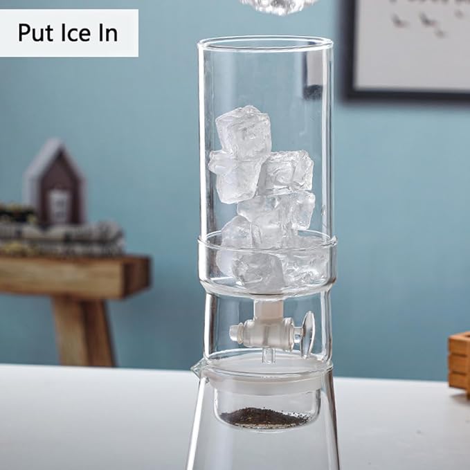 Cold Brew Coffee Maker 13.5OZ High Borosilicate Glass Ice Drip Coffee Brewer Adjustable Outlet Drip Speed Constant Pressure Brewing