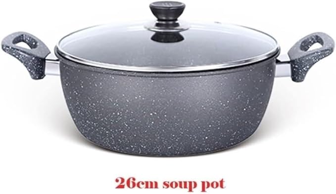 2-Piece Nonstick Cookware Set Aluminum Alloy Soup Pot &amp Frying Pan Anti-Scald Handle Dishwasher Safe Suitable for All Stove Types