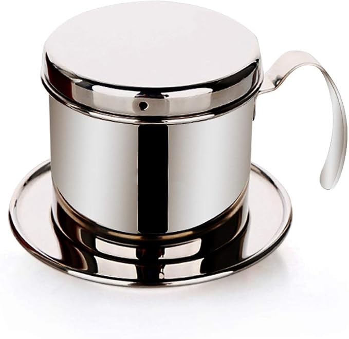TOPINCN Vietnamese Coffee Drip Filter Stainless Steel Pour Over Coffee Maker Portable Coffee Drip Brewer for Home Office Travel (Silver)