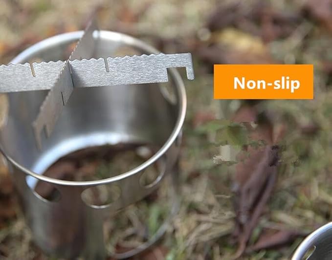 Portable 304 Stainless Steel Camping Cookware Set with Wood Stove Hiking Tool Accessories
