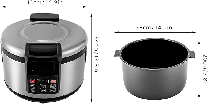 19L 20QT Commercial Rice Warmer 110W Stainless Steel Electric Rice Warmer with Non-stick Inner Pot Smart Large Rice Cooker LED Display Auto Keep Warm Serving Nearly 30-45 People