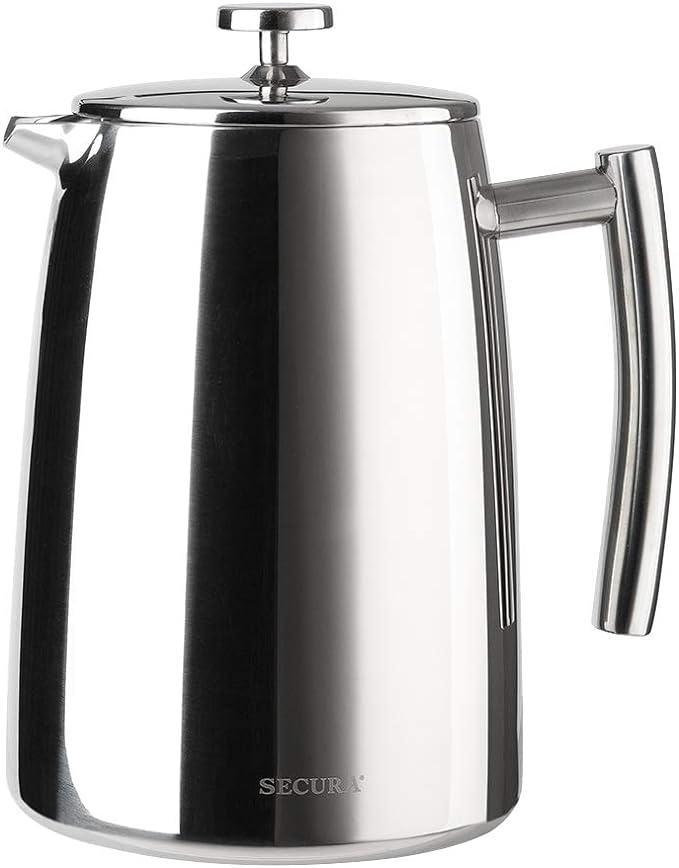 Secura French Press Coffee Maker 50-Ounce 304 Stainless Steel Insulated Coffee Press with Extra Screen
