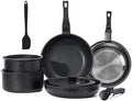 12-Piece Black Non-Stick Cookware Set with Detachable Handle &amp Spatula Universal Stovetop &amp Oven Safe Complete Pots and Pans Set for Kitchen