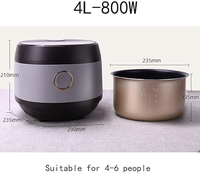 Rice Cooker Household 4L/5L 10 Function Menus 24-hour Appointment Smart Insulation With Steamer Suitable For 3-8 People (4L) ()