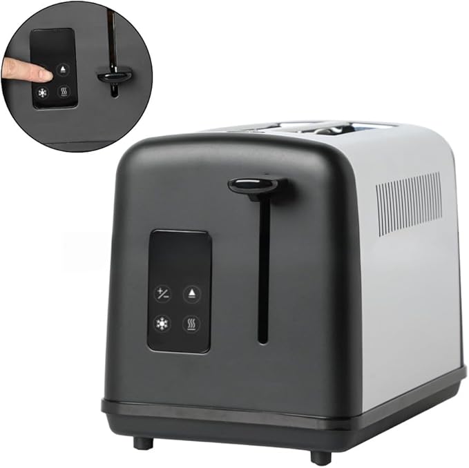 Touchscreen 2 Slice Toaster with Stainless Steel Construction Offering Six Levels and Bread Type Options for Consistent Toasting of Muffins Bagels Waffles