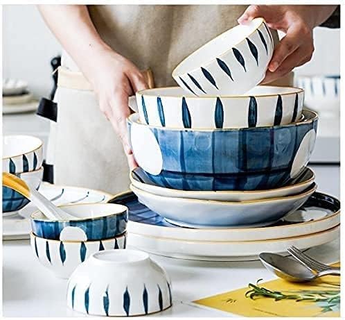 52 Pcs Japanese Table Dinnerware Set Ceramics Dinnerware Sets Plates Bowls Simple Stripes Ideal For Weddings And Steaks Plate Set