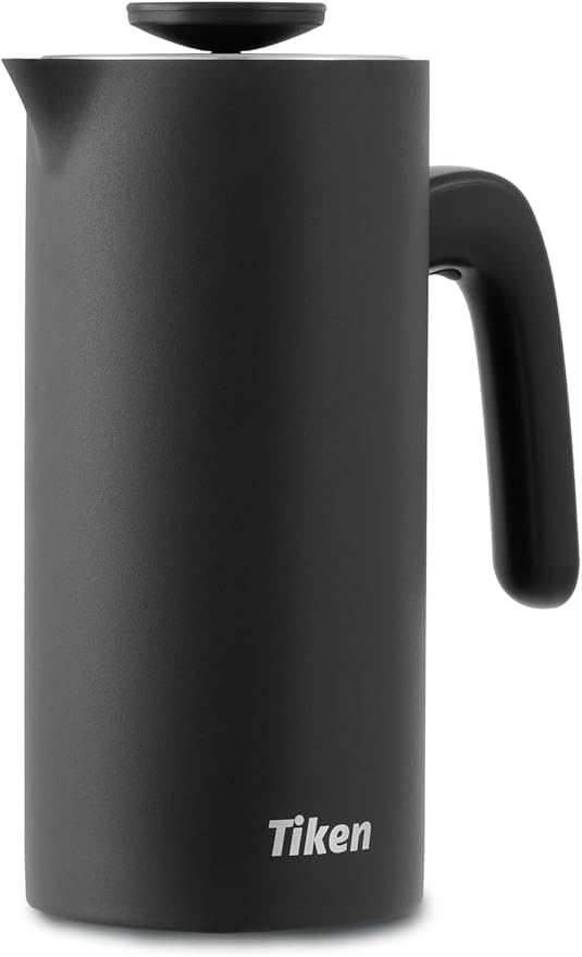 Tiken Black French Press Coffee Maker AND Black Insulated Tumbler Stainless Steel Coffee Maker