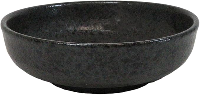 Ebros Gift Artistic Charcoal Grey Tone Hakumu Collection Dinnerware Serveware Kitchenware Set Asian Japanese Restaurant Supply (Pack Of 5 Shallow Bowl Deep Plates 10oz)