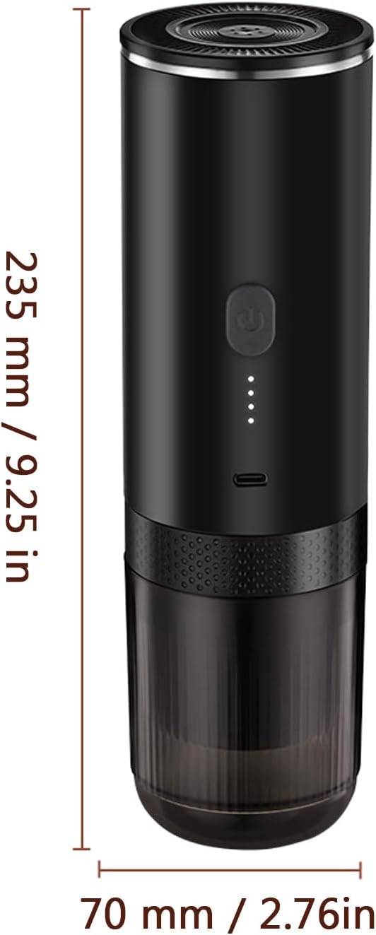 Portable Coffee Machine 20 Bar Nanometer Mini Travel Camping Machine With Ns Capsules And Coffee Powder for Home Outdoor Travel and Office (Black)