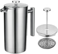 Topyond French Press Coffee Maker 304 Stainless Steel 800ml Triple Filter Thermal Coffee Press with Anti Scald Handle for Home Camping &amp Office