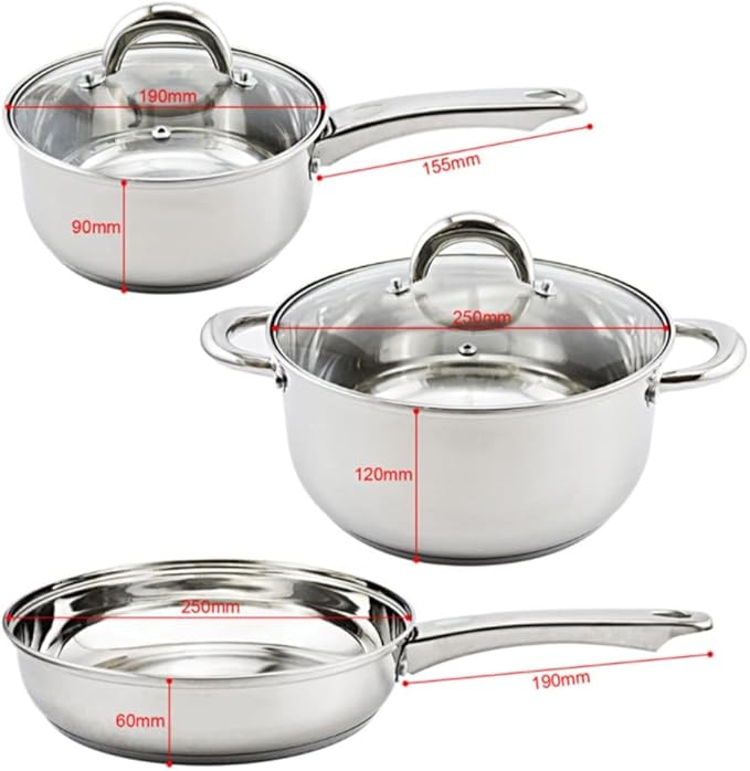 Cooking Pot Frying PanCookware Set Stainless Steel Pots and Pans Set Cooking Ware with Stockpot Saucepan Saute Fry Pan with Lids Kitchenware Set