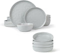 Famiware Mars Plates and Bowls Set for 4 16 Pieces Dinnerware Sets 8.5 Pasta Bowls for Serving Light Gray
