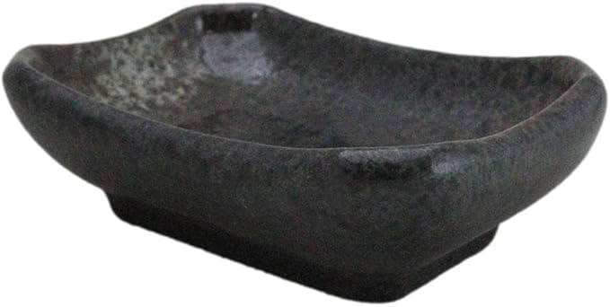 Ebros Gift Artistic Charcoal Grey Tone Hakumu Porcelain Collection Dinnerware Serveware Kitchenware Set Asian Japanese Restaurant Supply (Pack Of 6 Rectangle Condiment Sauce Dishes 2oz)