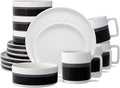 Noritake ColorStax Stripe Black 16-Piece Dinnerware Set Service for 4